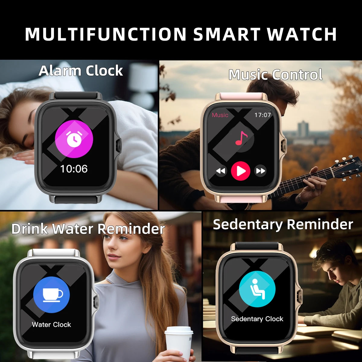 Reloj Inteligente Impermeable 1.83'' con Llamadas, Mensajes, Monitor de Sueño y Podómetro Deportivo para iPhone y Android