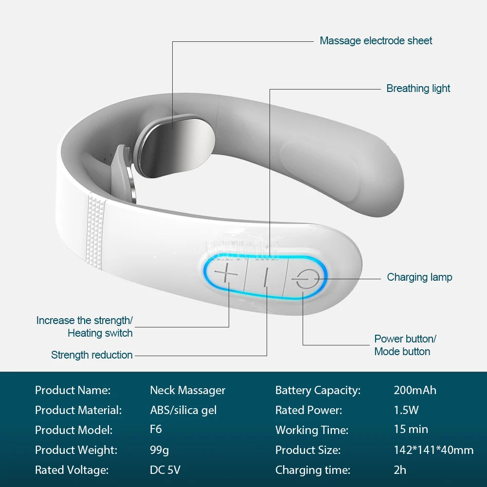 Masajeador Cervical Eléctrico EMS con Alivio de Dolor