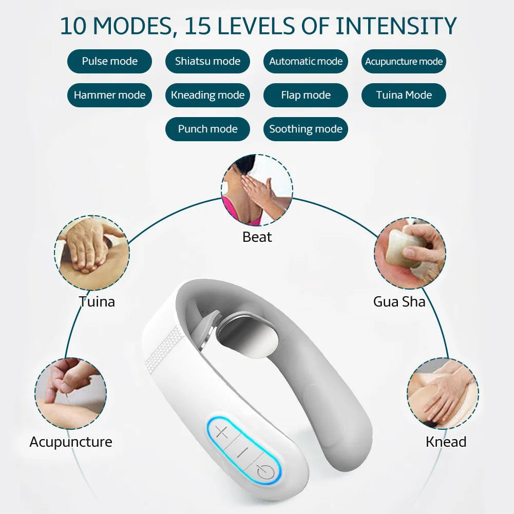Masajeador Cervical Eléctrico EMS con Alivio de Dolor